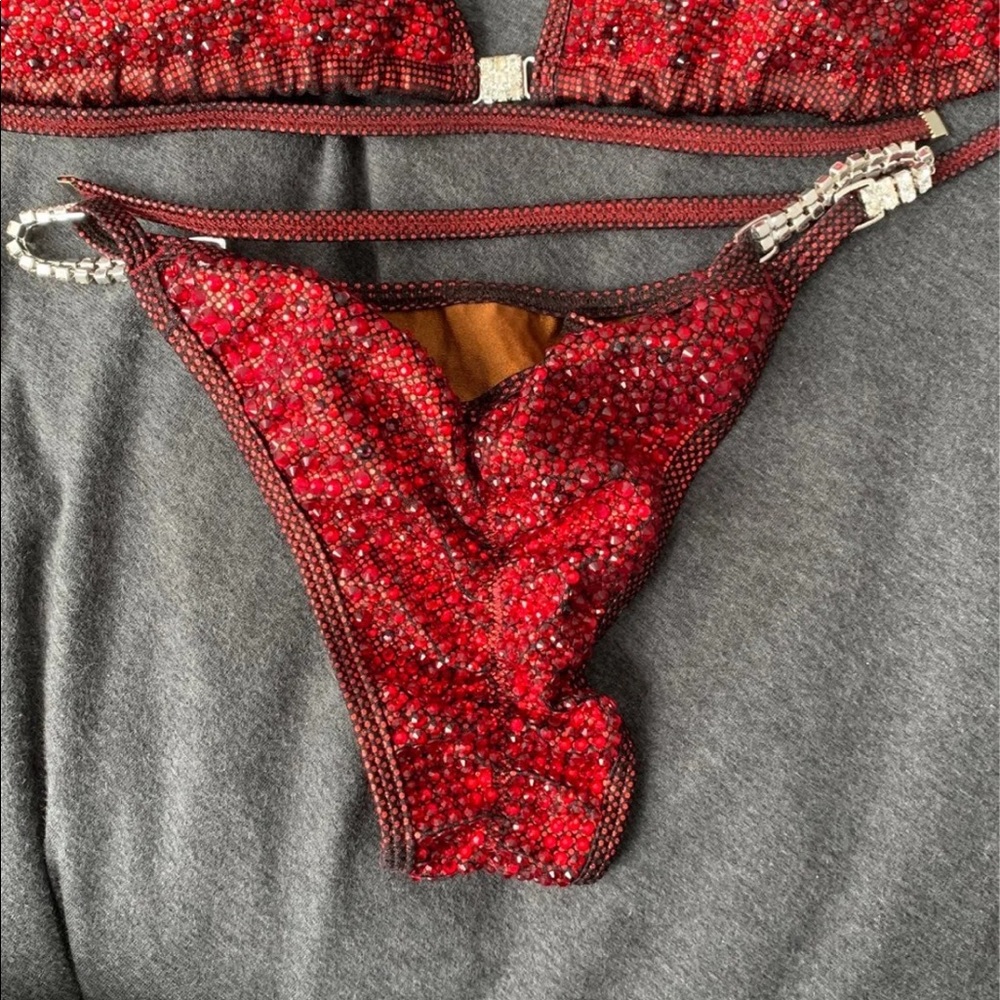 Angel Competition Red Rhinestone Embellished Women's Bikini - Picture 2 of 6